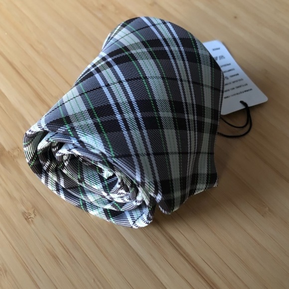 Sam Well Silk Tie In Brown/Tan & Lime Green Lines! - Picture 4 of 6